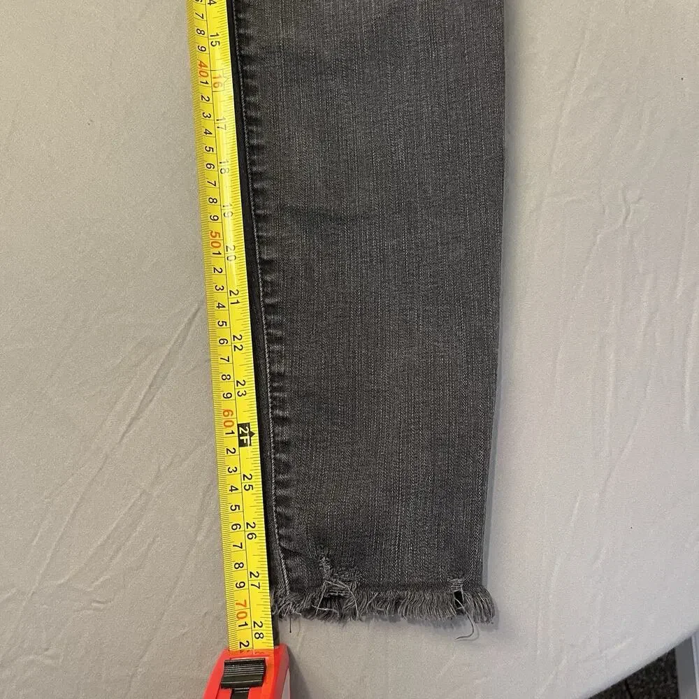 Madewell Jeans Women 31 Curvy 9" High-Rise Skinny Black Faded Freyed Hem Stretch - Picture 7 of 10